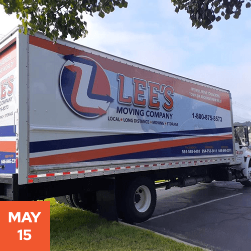 Parked Lee's Moving Company truck