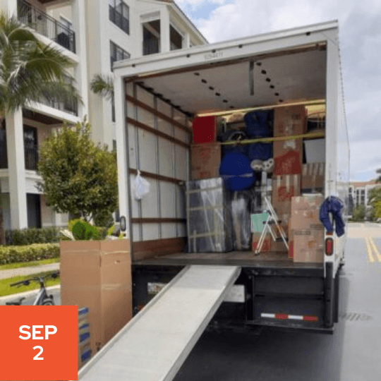 a moving truck with a ramp