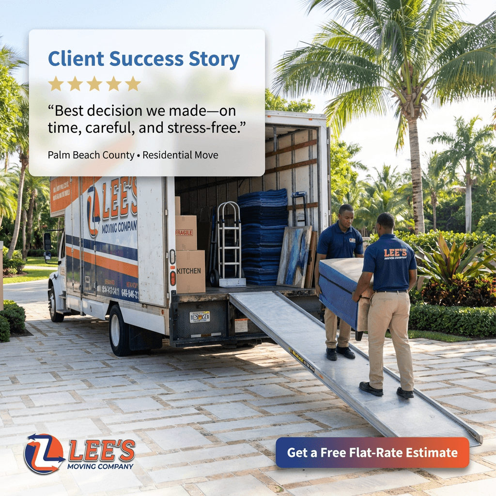 Lee's Moving Company executing full-service high-volume move at Botaniko Weston estate, Weston, Florida