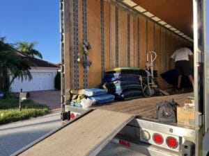 Moving truck at oceanfront property in Delray Beach, Palm Beach County