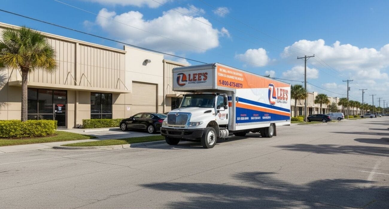 Lee's Moving Company crew handling a commercial office relocation at Arvida Park of Commerce, Boca Raton FL