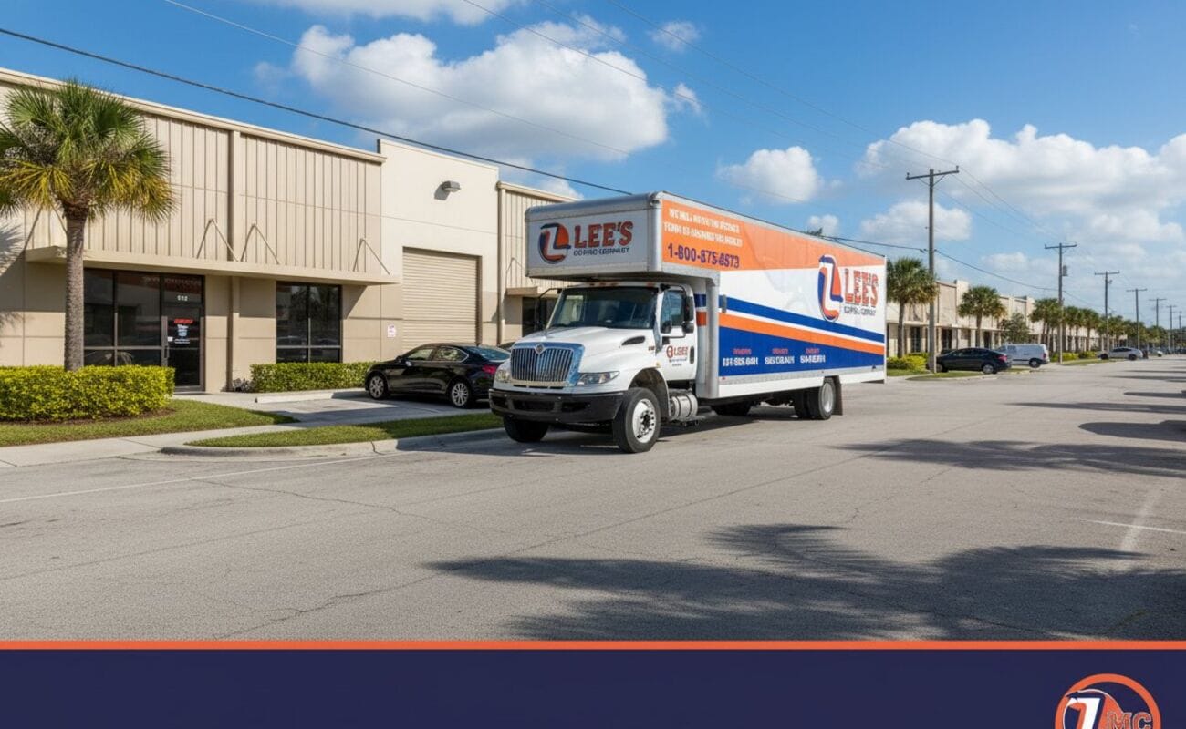 Lee's Moving Company crew handling a commercial office relocation at the Sawgrass corporate corridor, Parkland FL