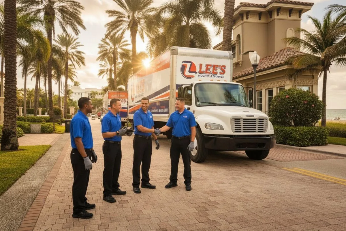 Lee's Moving Company crew at luxury Ocean Ridge home, Palm Beach County